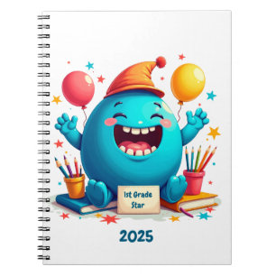 1. Grade Star Celebration - Niedlicher Cartoon Notizblock