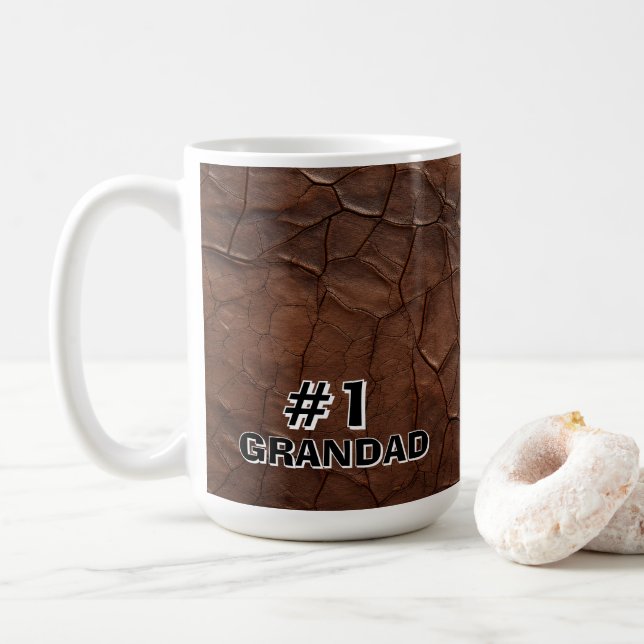 #1 Grandad Leather-look Kaffeetasse (Mit Donut)