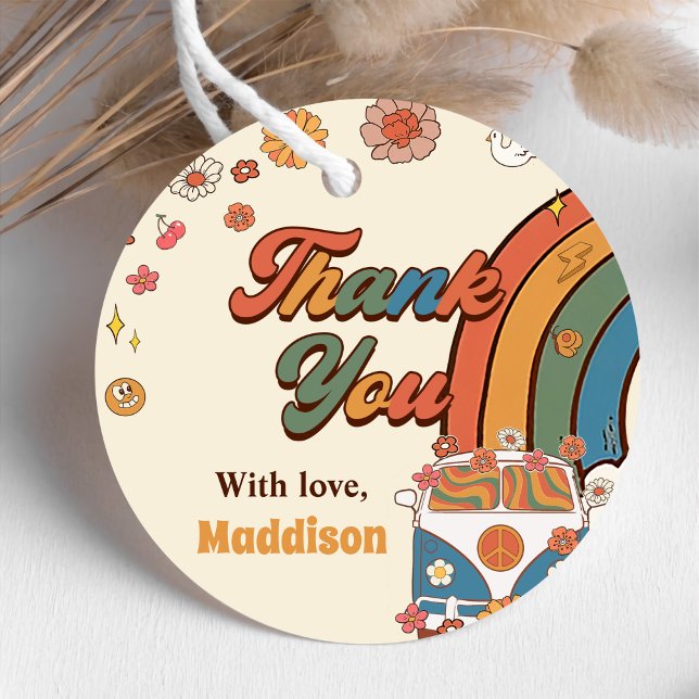 1. Groovy Babe Retro Rainbow 1. Geburtstag Geschenkanhänger (Von Creator hochgeladen)