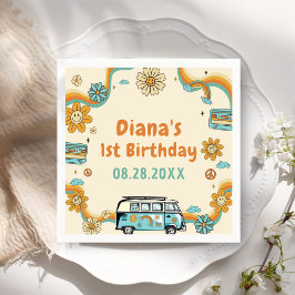 1. Groovy Babe Retro Rainbow 1. Geburtstag Serviette