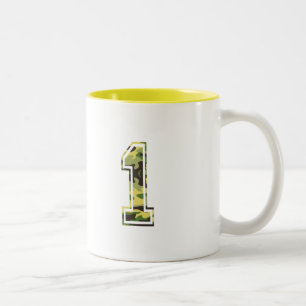 #1 grüne u. gelbe Camouflage Zweifarbige Tasse