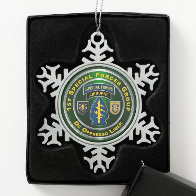 1. Gruppe für Sondereinsätze Schneeflocken Zinn-Ornament (Box)