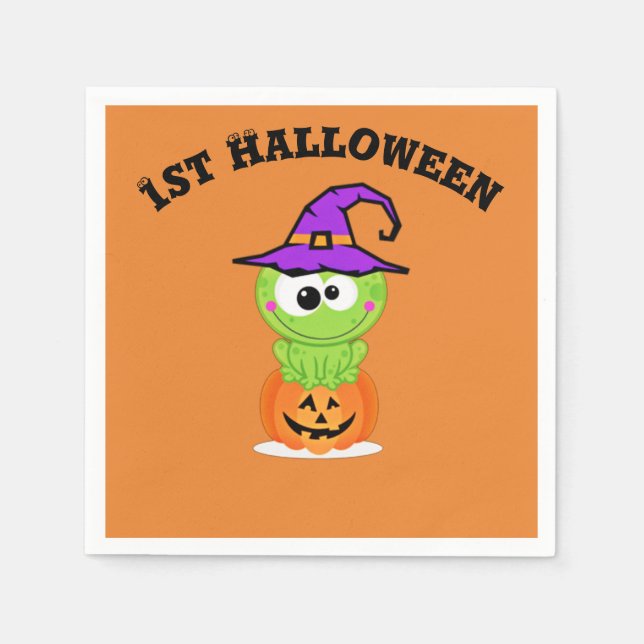 1. Halloween Little Hexenfrosch Serviette (Vorderseite)
