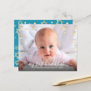 1. Hanukkah Foto Gold Star der David Card