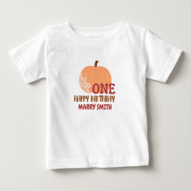 1. Happy Birthday Decorative Pumpkin Edit Name Baby T-shirt (Vorderseite)
