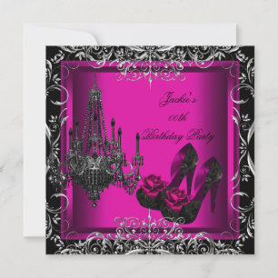 1 Heiß Rosa Schwarze Party Geburtstag High Heel Sc Einladung