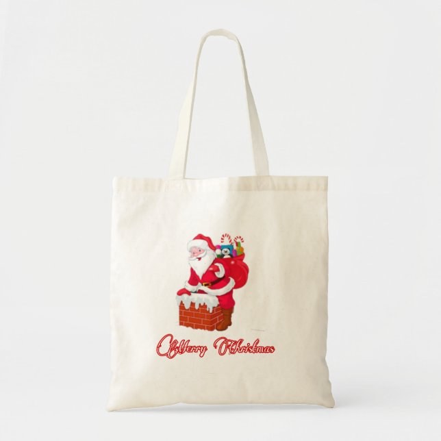 1.Ho Ho Ho Weihnachtsmann lacht fröhliche Weihnach Tragetasche (Vorne)