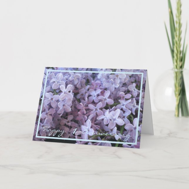 1. Hochzeit Jahrestag wünscht Lilac Elegant Karte (Vorderseite)
