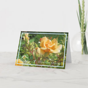 1. Hochzeit Jubiläum wünscht Gelbe Rose Elegant Karte