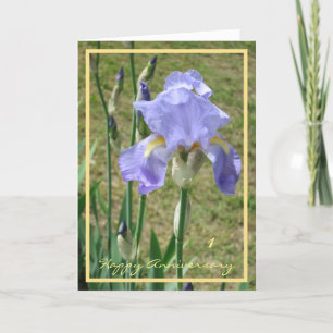 1. Hochzeit Jubiläum wünscht Lila Iris Elegant Karte