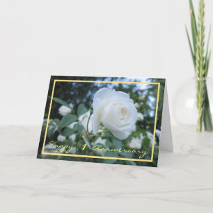 1. Hochzeit Jubiläum wünscht Weiße Rose Elegant Karte