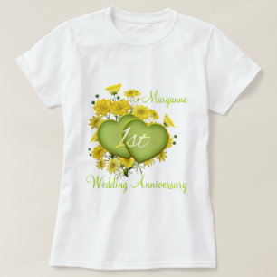 1. Hochzeits-Jahrestags-Party-Wildblume-Herzen T-Shirt