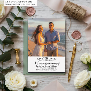 1. Hochzeitsjubiläum - Save-the-Date-Foto Mitteilungskarte