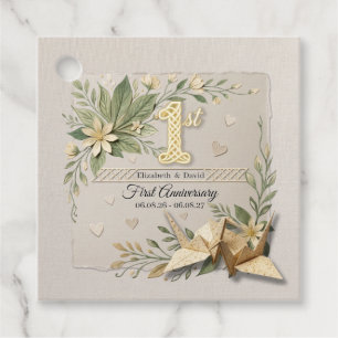 1. Hochzeitspapier-Jubiläum Papercut-Kran Foto Geschenkanhänger