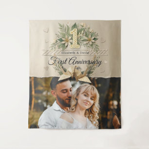 1. Hochzeitspapier-Jubiläum Papercut-Kran Foto Wandteppich