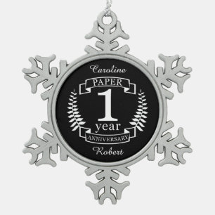 1. Hochzeitstag 1 Jahr Schneeflocken Zinn-Ornament