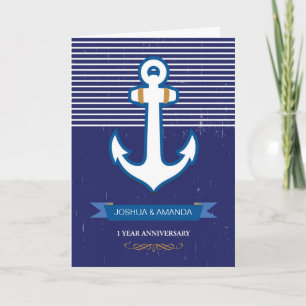 1. Hochzeitstag, Benutzerdefinierter Name, Navy Karte