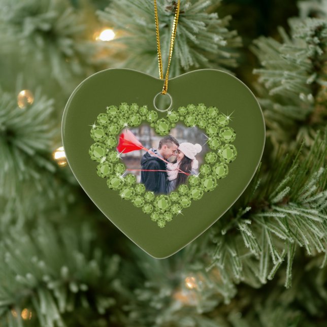  1. Hochzeitstag Foto Grün Keramik Ornament (Baum)
