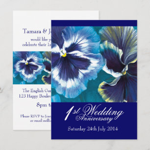 1. Hochzeitstag Party-Einladung blau Einladung