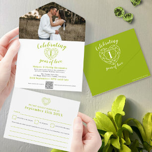 1. Hochzeitstag Peridot Foto QR RSVP All In One Einladung