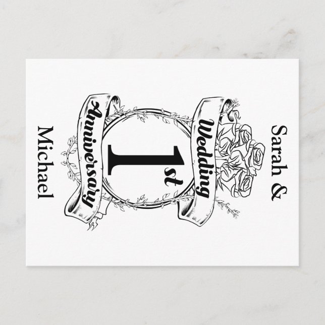 1. Hochzeitstag Postkarte (Vorderseite)