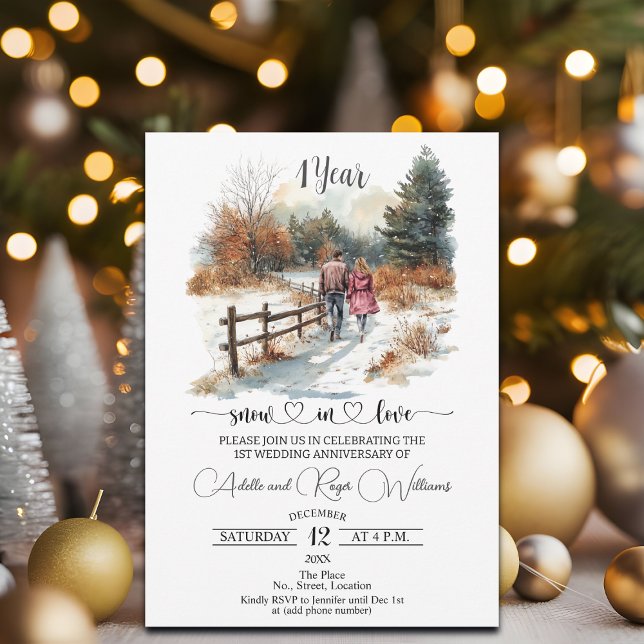 1. Hochzeitstag Winterlandschaft Romantisch Einladung (Von Creator hochgeladen)