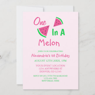 1 in einem Melon 1. Geburtstag Einladung