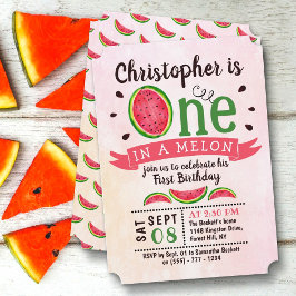 1 in einem Melon 1. Geburtstag Einladung