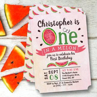 1 in einem Melon 1. Geburtstag Einladung