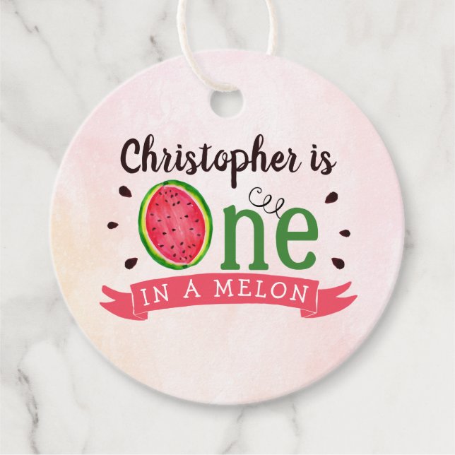 1 in einem Melon 1. Geburtstag Geschenkanhänger (Vorderseite)