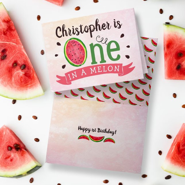 1 in einem Melon 1. Geburtstag Karte (Von Creator hochgeladen)