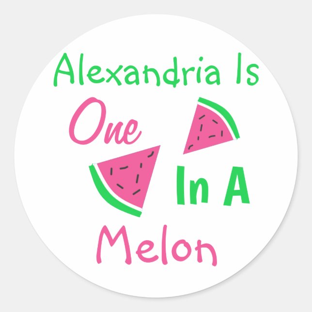 1 in einem Melon 1. Geburtstag Runder Aufkleber (Vorderseite)