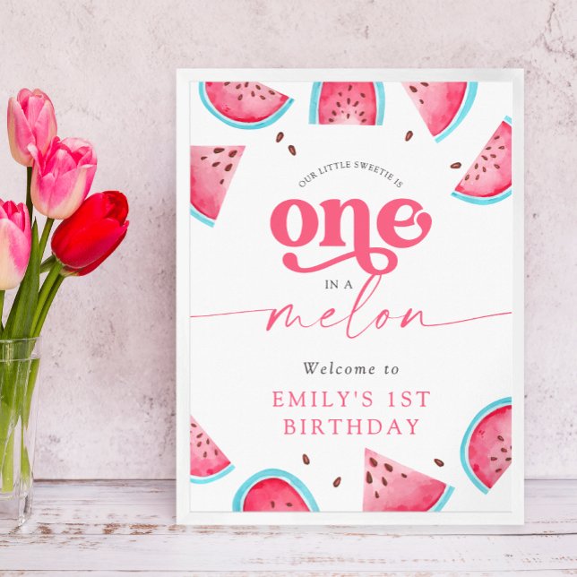 1 in Melon Watermelon 1. Geburtstag Willkommen Poster (Von Creator hochgeladen)