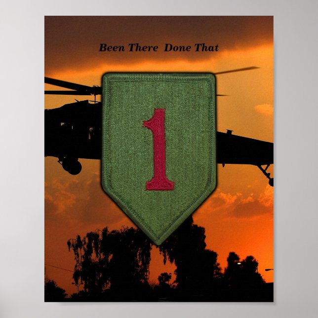 1. Infanterie groß rot 1 Vietnam War Patch Print Poster (Vorne)