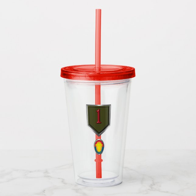 1. Infanterieabteilung "Big Red One" Acryltrinkbecher (Vorderseite)