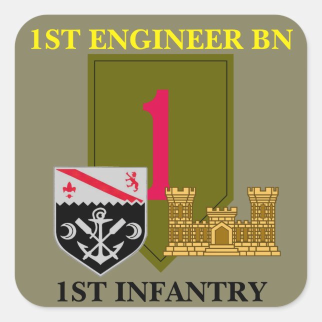 1. INGINEER BN 1. INFANTRIEBSSTICKER QUADRATISCHER AUFKLEBER (Vorderseite)