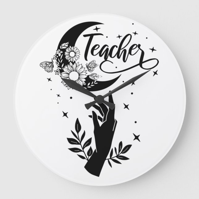 1- Inspirationslehrer-Hemd, Minimalistisch Teacher Große Wanduhr (Vorderseite)