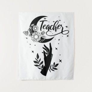 1- Inspirationslehrer-Hemd, Minimalistisch Teacher Wandteppich