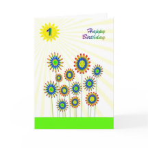 1 Jahr alt, eine Karte für glückliche Blume