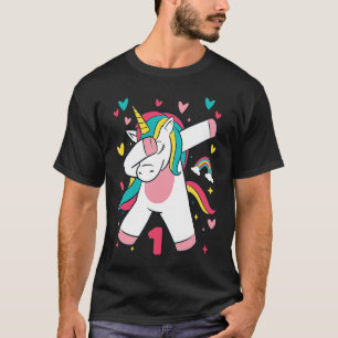 1 Jahr Alte Mädchen Teens Dabbing Einhorn 1. Gebur T-Shirt