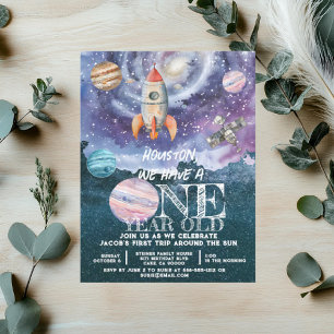 1 Jahr alter Weltraum-Astronaut Geburtstag Einladung