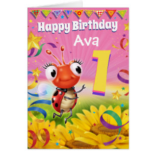 1 Jahr Custom Geburtstagskarte Little Ladybug Bere