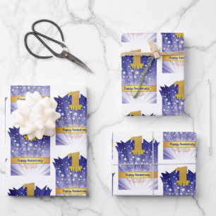 1 Jahr Erholung Jahrestag Fett Zahl Geschenkpapier Set