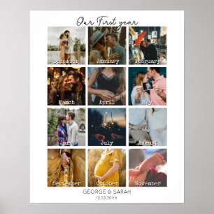 1. Jahr Foto-Jubiläumsgeschenk-Kalender 12 Monate Poster