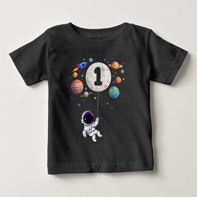 1 Jahr Geburtstag Planeten Astronaut 1. Geburtstag Baby T-shirt (Vorderseite)