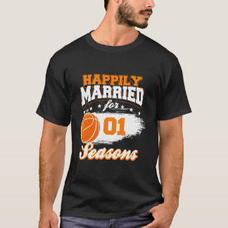1 Jahr Hochzeit Jahrestag Basketball Verheiratet T-Shirt