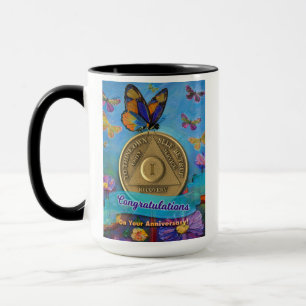 1 Jahr INDIVIDUELLE NAME OM Schmetterlinge Blume Tasse
