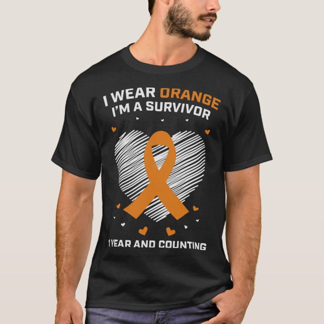 1 Jahr Krebs freie Leukämie Überleben Geschenke Or T-Shirt (Vorderseite)