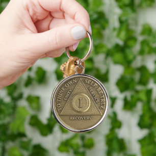 1 Jahr nüchternes Jubiläumsgeschenk Medaille Schlüsselanhänger
