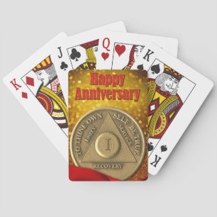 1 Jahr OM Coin Glitzer Frohes Jubiläum Spielkarten